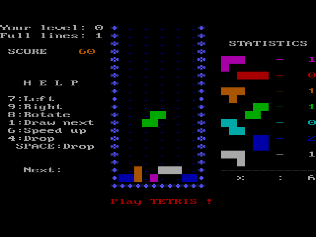 Игра Tetris на IBM PC (1986 год) Tetris