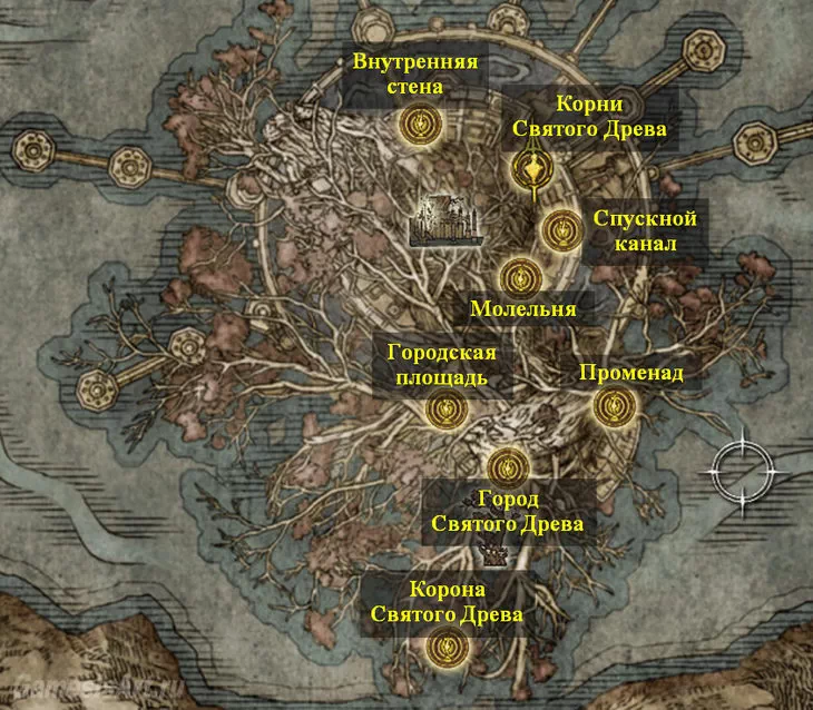 Elden Ring. Карта: Святое Древо Микеллы Elden Ring. Карта: Святое Древо Микеллы