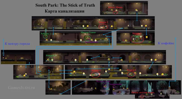 South Park: The Stick of Truth. Карта канализации South Park. Карта канализации